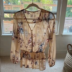Pleione Sheer Floral Blouse